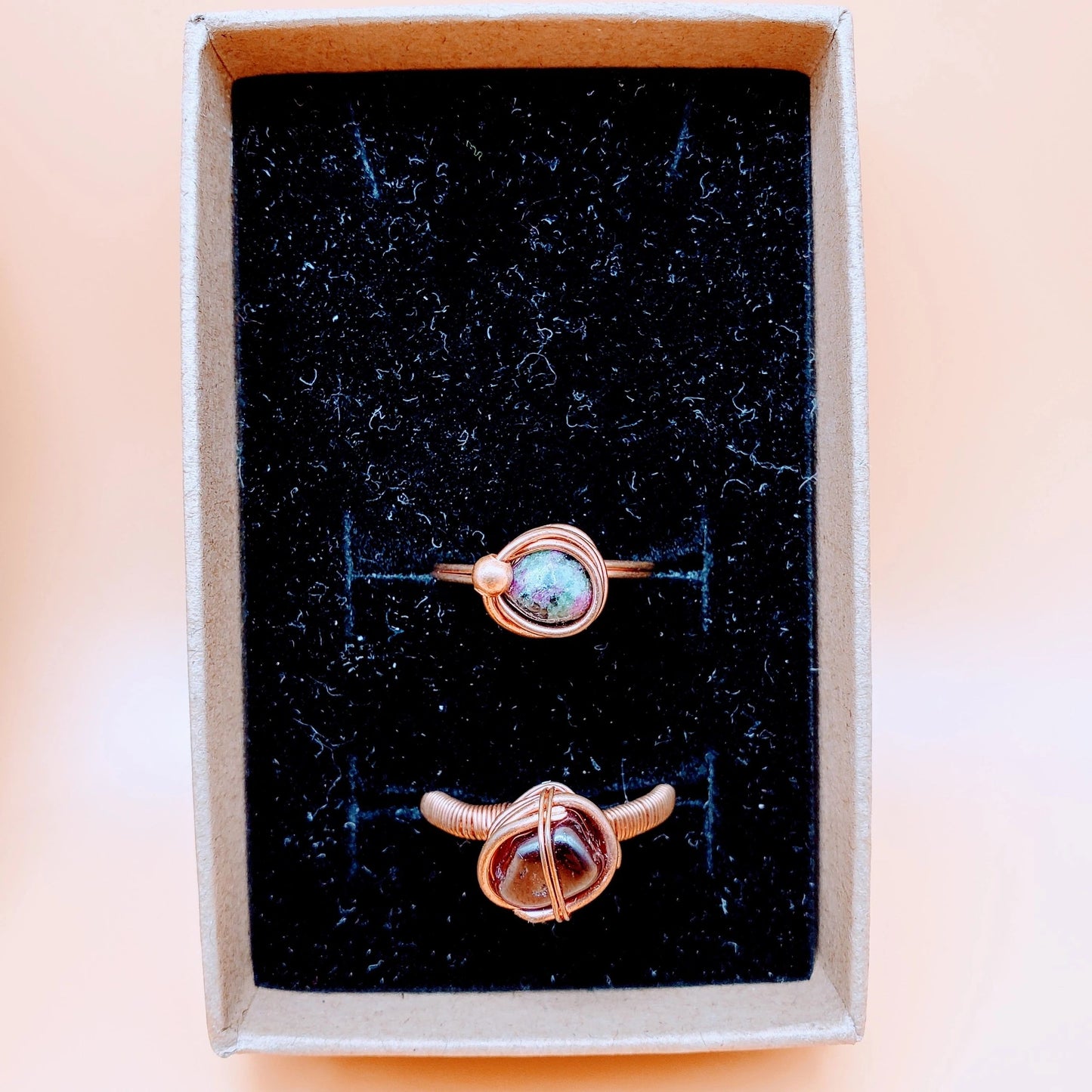 Garnet, Ruby Ziosite Copper Rings (size 9) | creativity, strength, hope