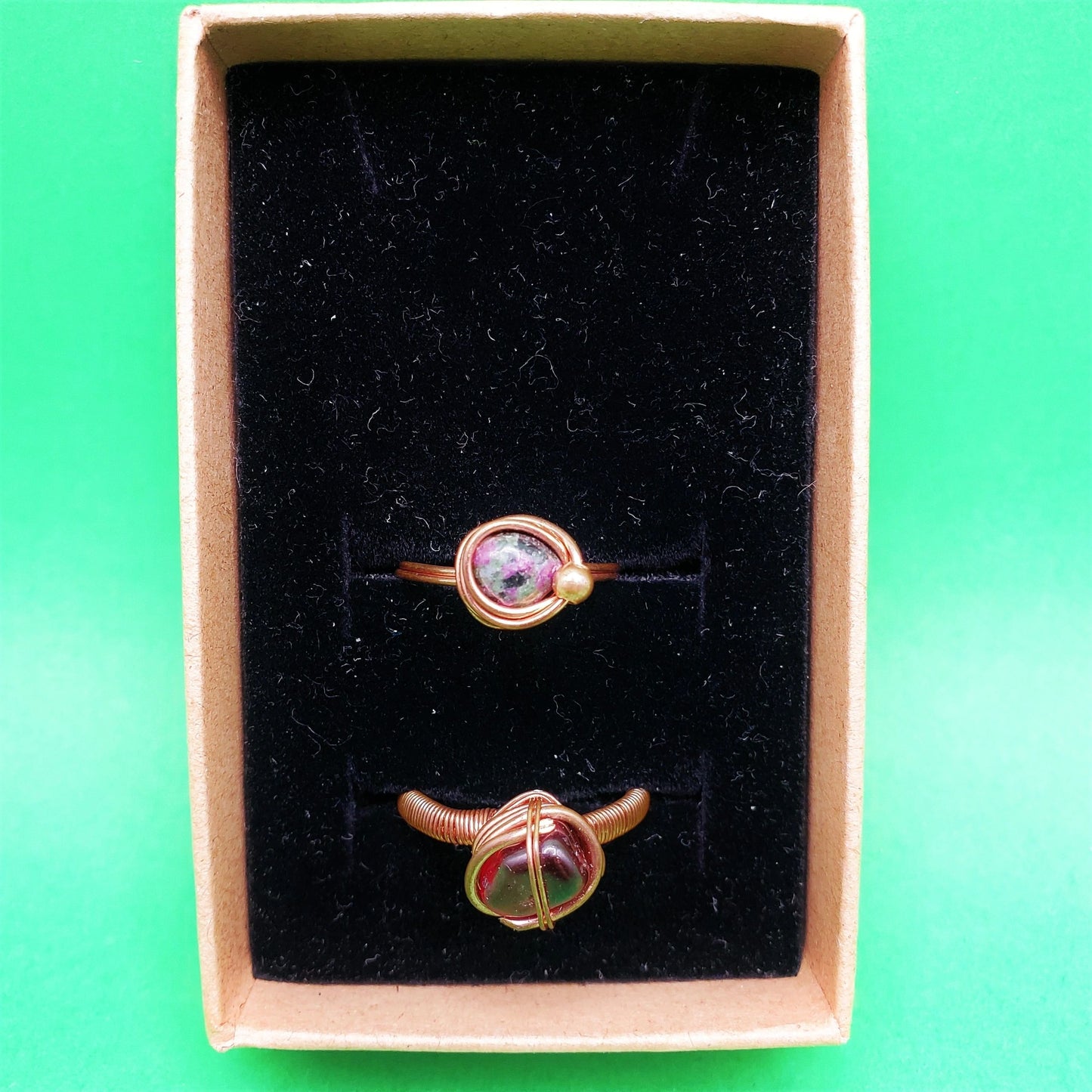 Garnet, Ruby Ziosite Copper Rings (size 9) | creativity, strength, hope