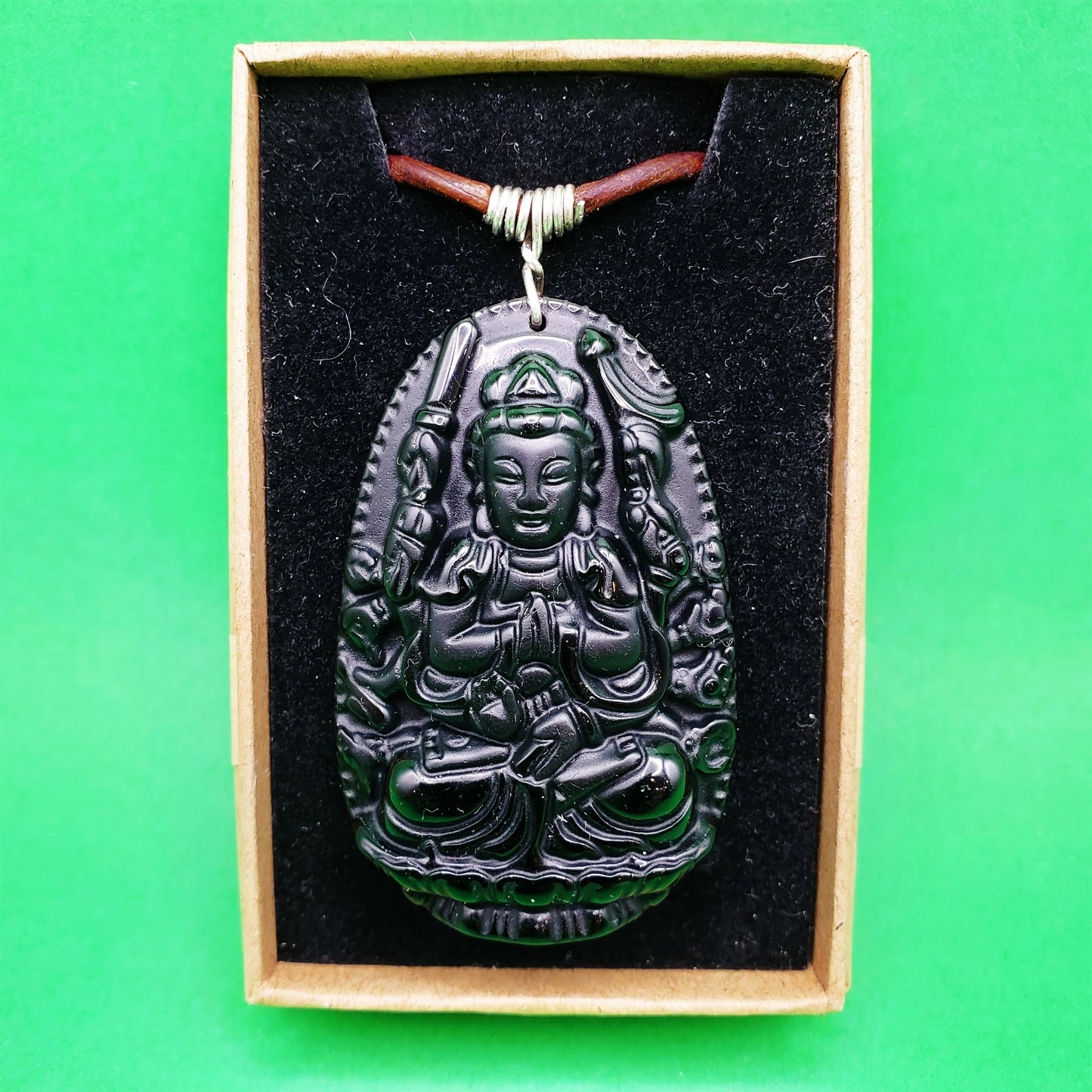 Guan Yin Black Obsidian Necklace | protection, aura cleansing, self-control, balance