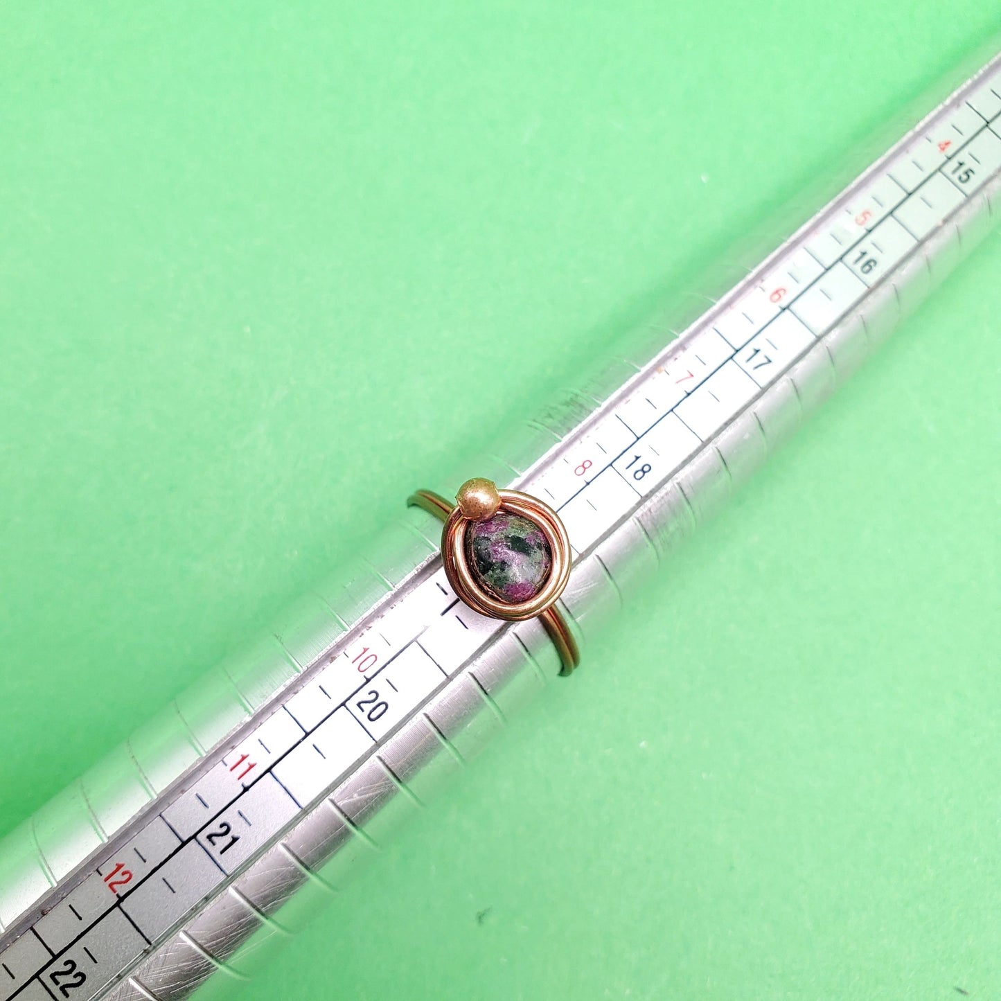 Garnet, Ruby Ziosite Copper Rings (size 9) | creativity, strength, hope