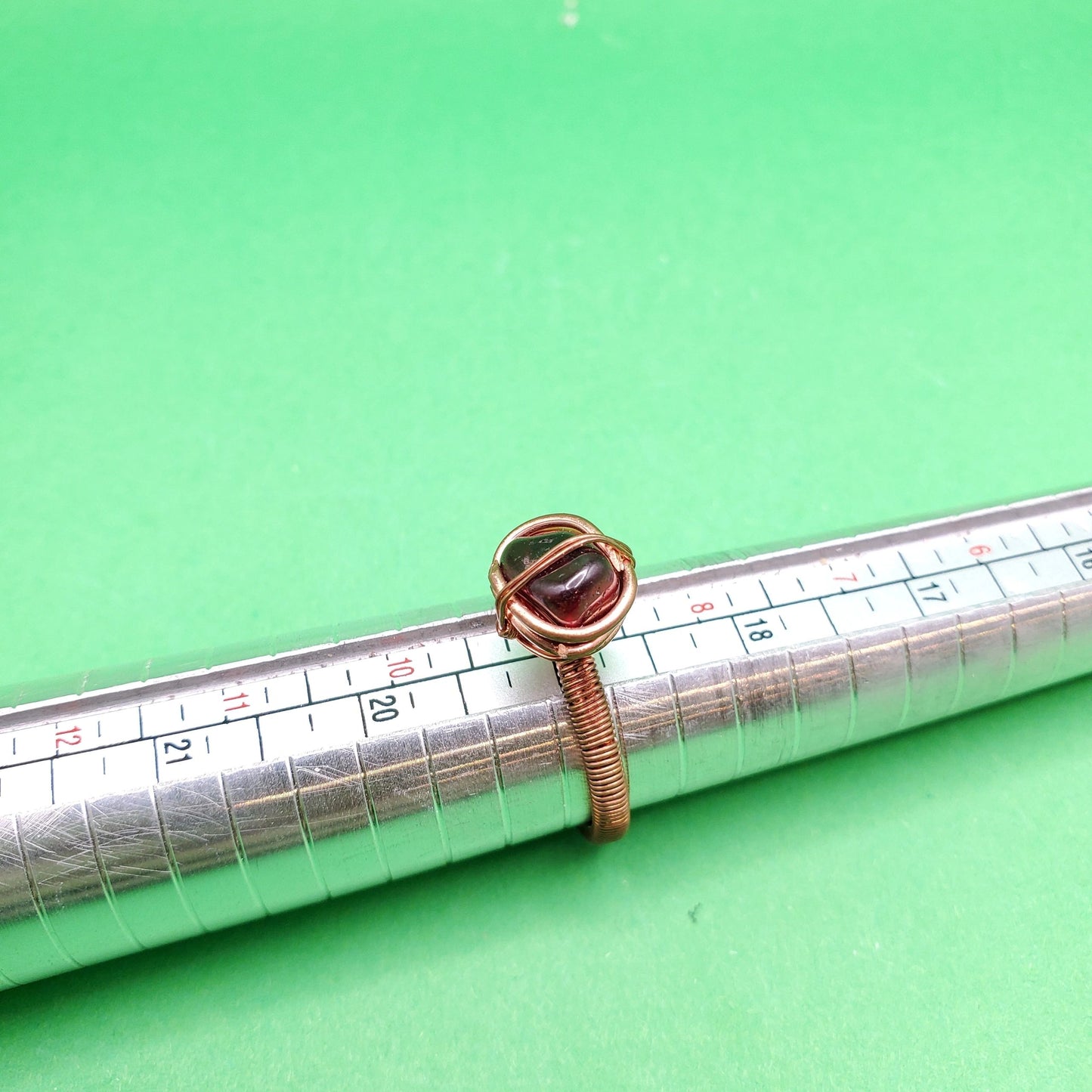 Garnet, Ruby Ziosite Copper Rings (size 9) | creativity, strength, hope