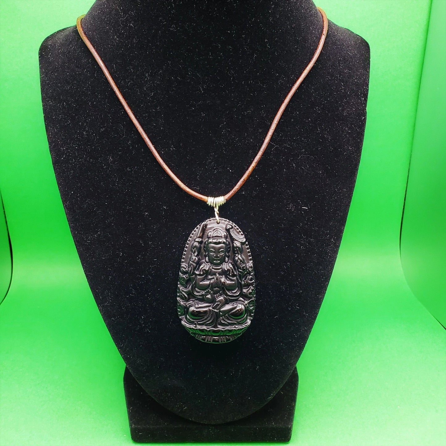 Guan Yin Black Obsidian Necklace | protection, aura cleansing, self-control, balance