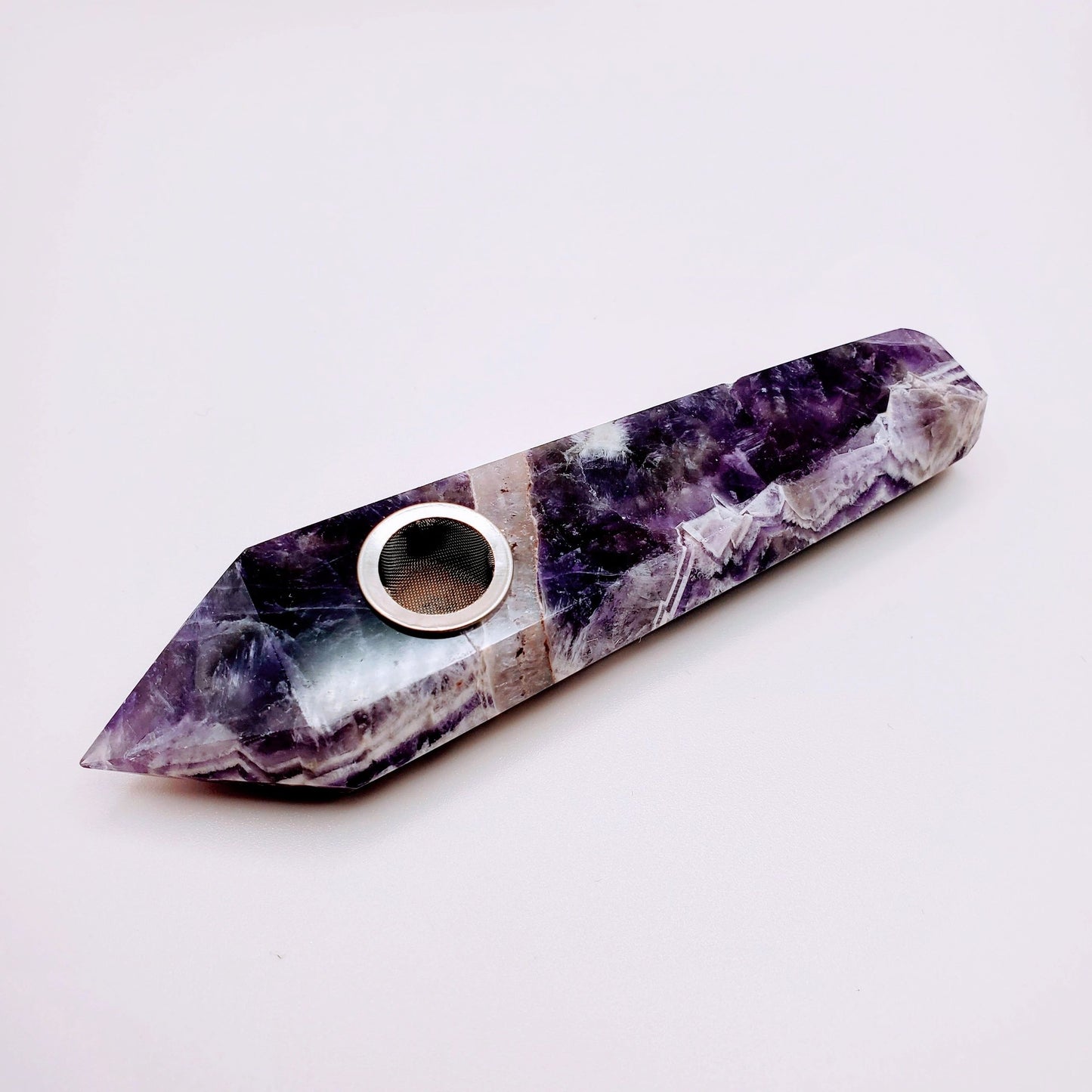 Black Obsidian, Ruby Ziosite, Amethyst | Crystal Smoke Pipe