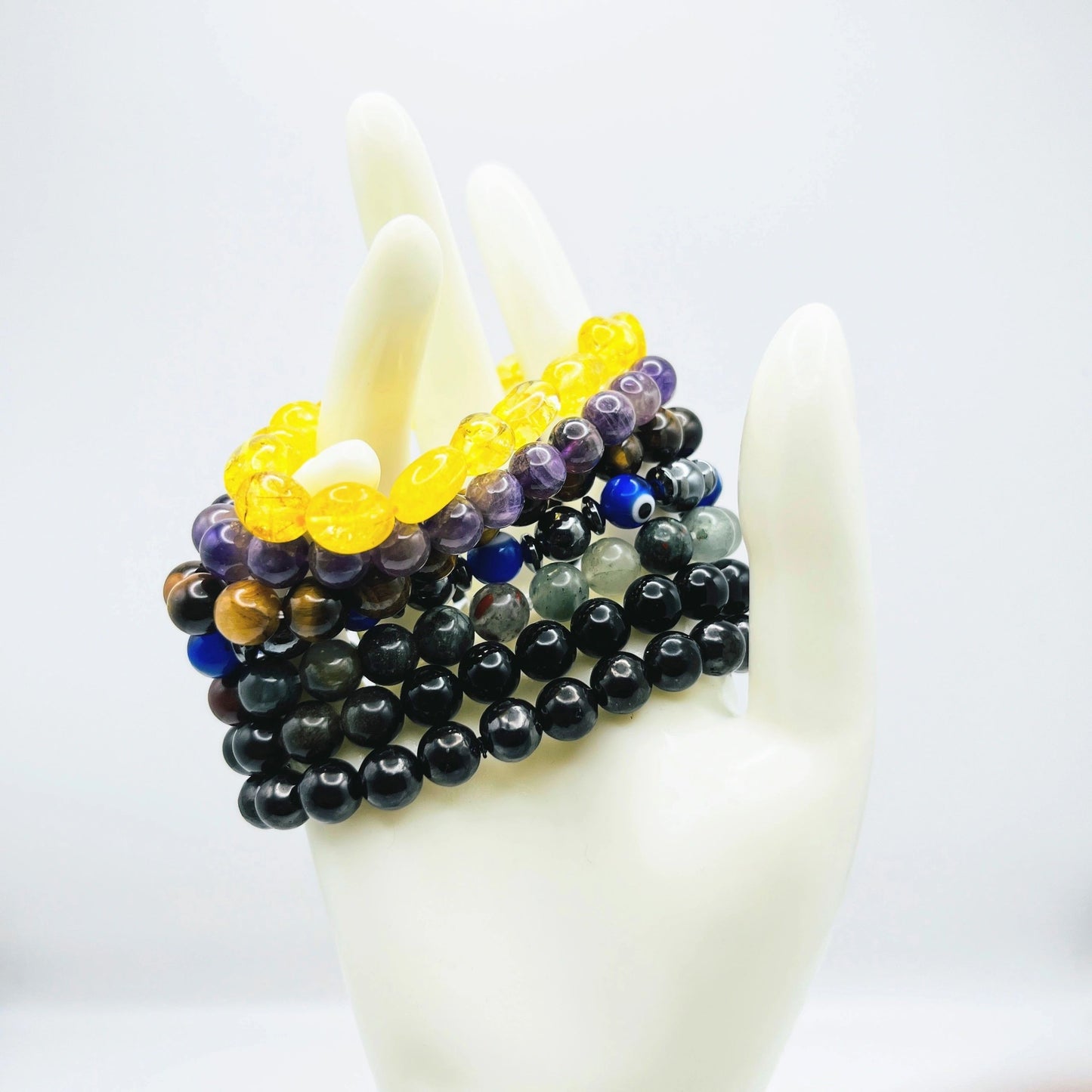 Assorted Crystal Bracelets | citrine, amethyst, tiger eye, bloodstone, obsidian, shungite, hematite