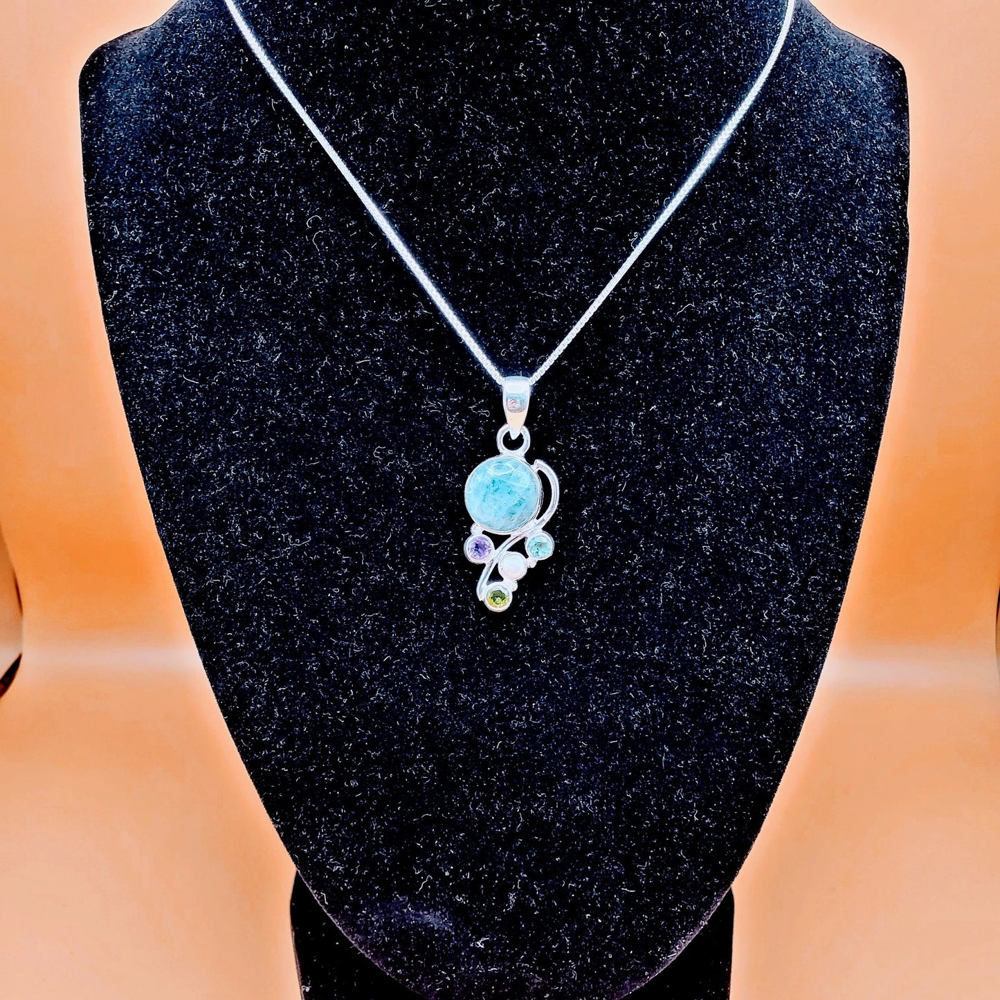 "Water" | Aquamarine Necklace with Amethyst, Peridot, Pearl & Bracelet | Tranquility, Serenity, Inner Peace