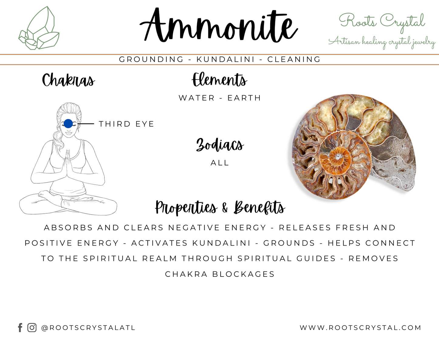 "Kundalini" | Ammonite & green sapphire necklace | grounding, kundalini, cleaning