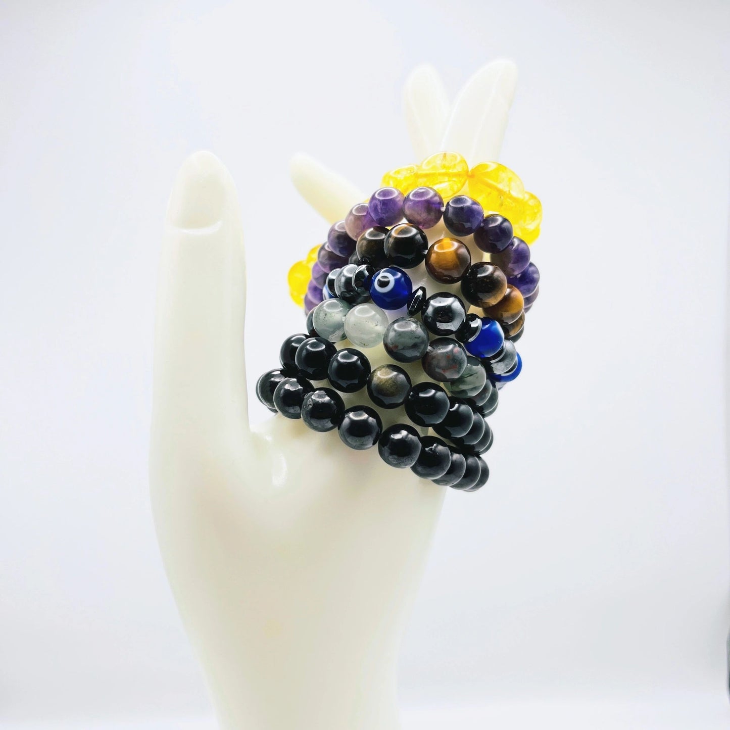 Assorted Crystal Bracelets | citrine, amethyst, tiger eye, bloodstone, obsidian, shungite, hematite