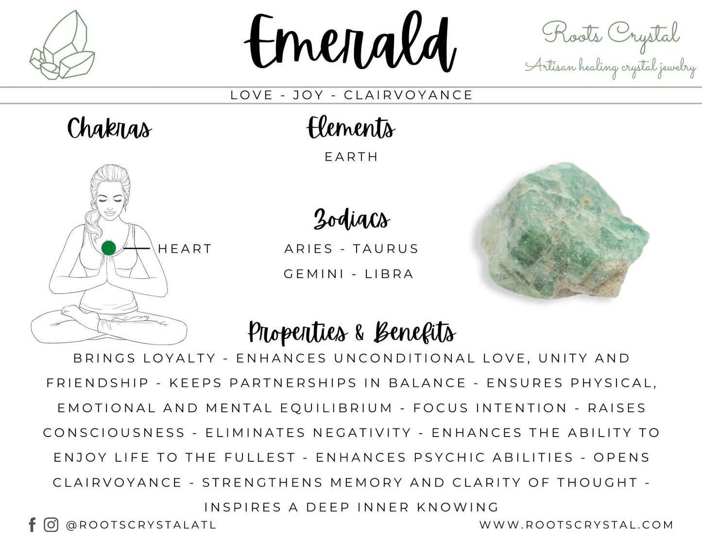 "Abundance" | Raw Emerald Necklace | Love, Joy, Clairvoyance