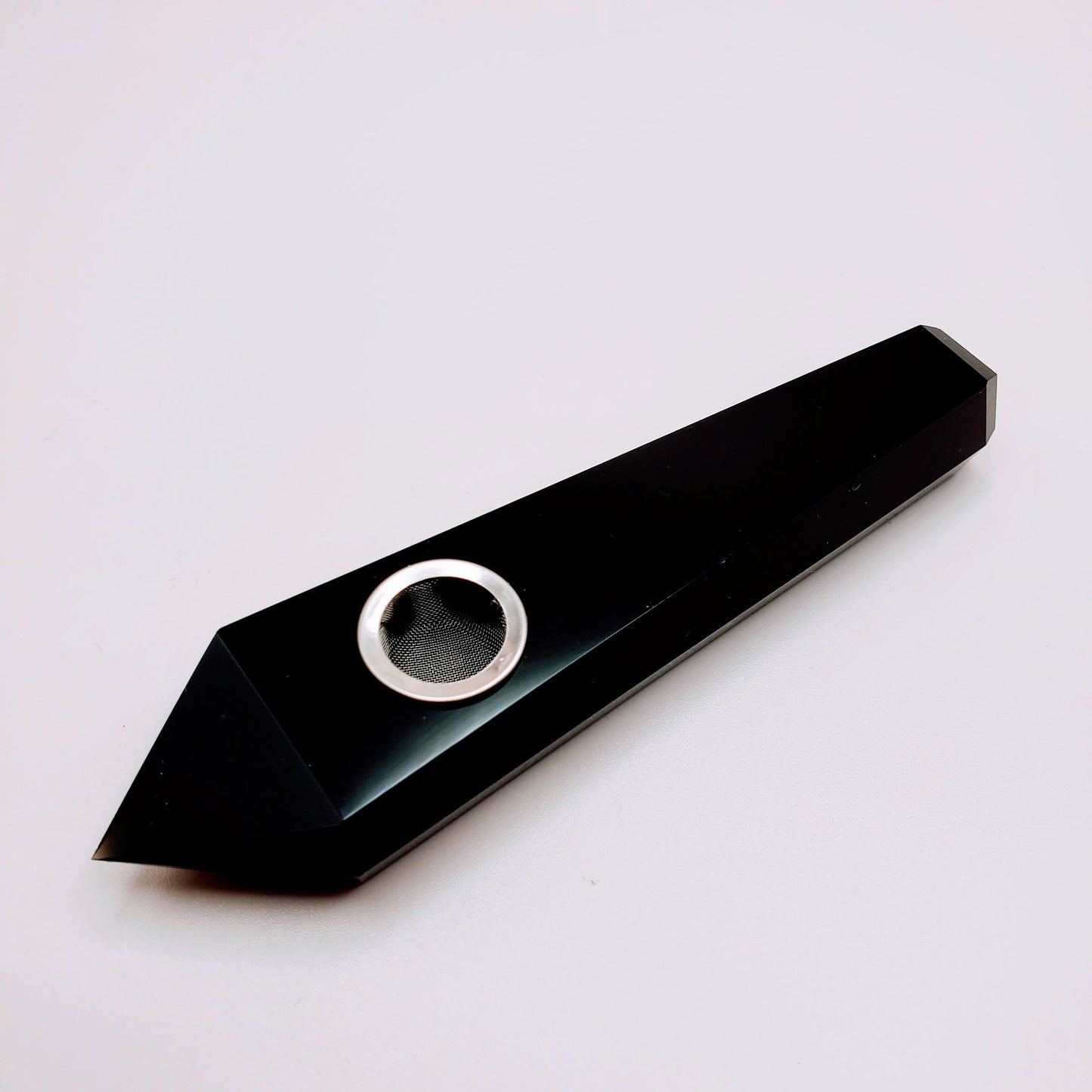 Black Obsidian, Ruby Ziosite, Amethyst | Crystal Smoke Pipe