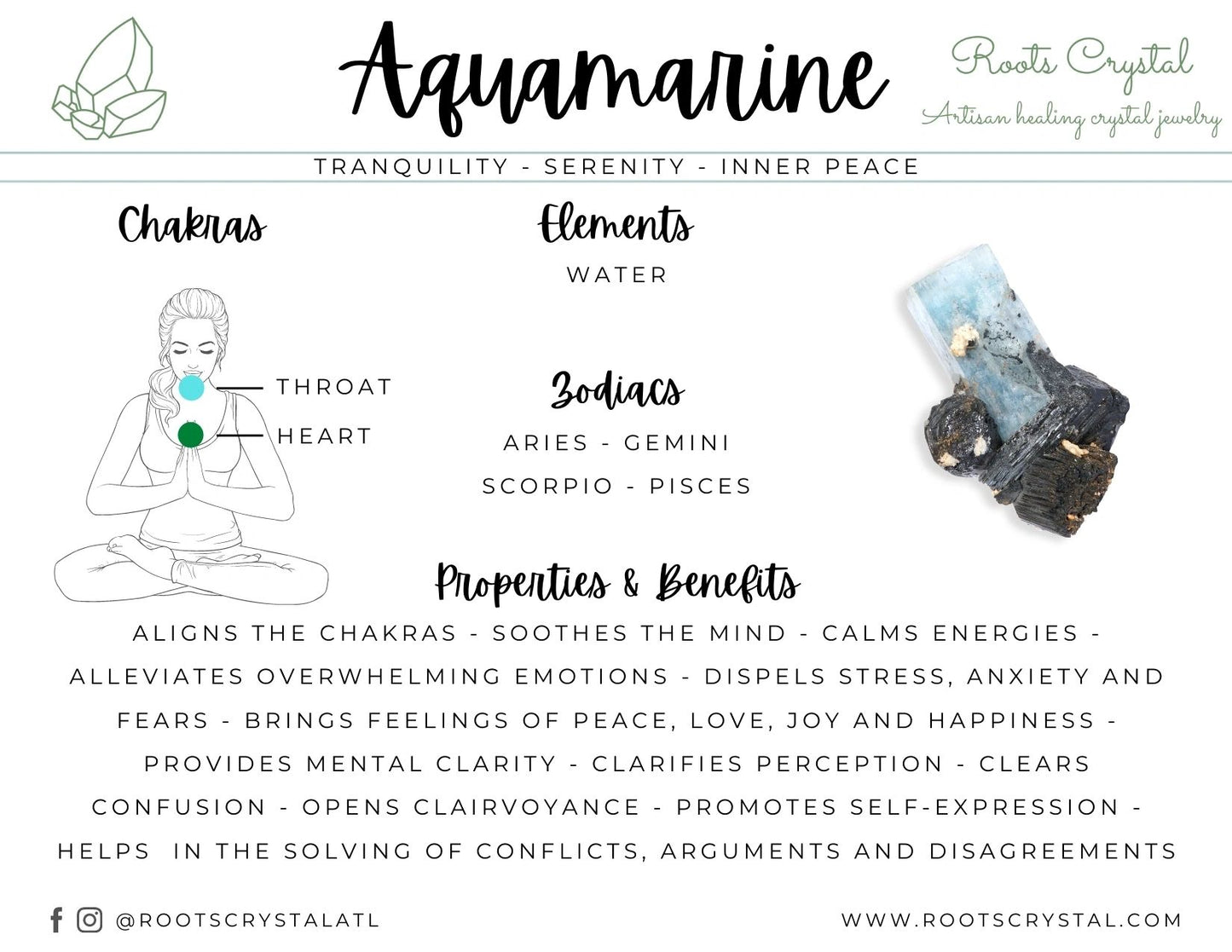 "Water" | Aquamarine Necklace with Amethyst, Peridot, Pearl & Bracelet | Tranquility, Serenity, Inner Peace