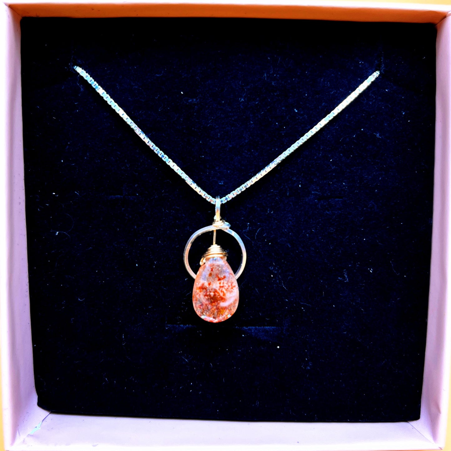 "Lit" | Rainbow lattice sunstone necklace | spiritual clarity, courage