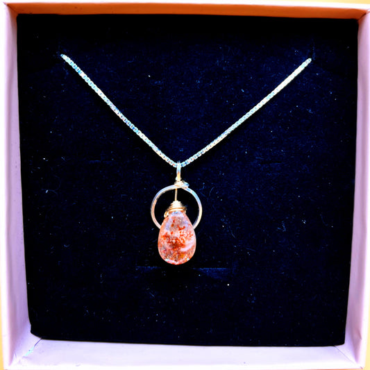 "Lit" | Rainbow lattice sunstone necklace | spiritual clarity, courage