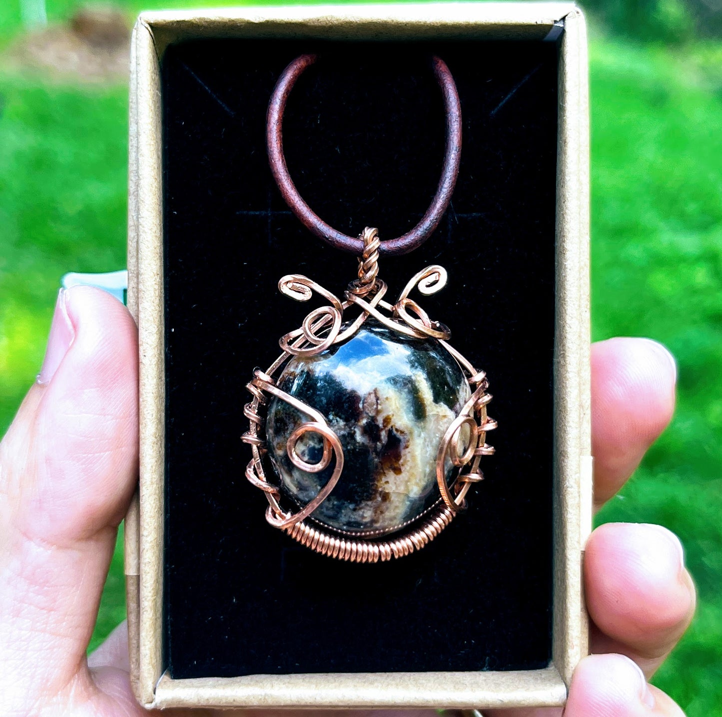 "Ladybug" | Black opal necklace | luck, power, positivity