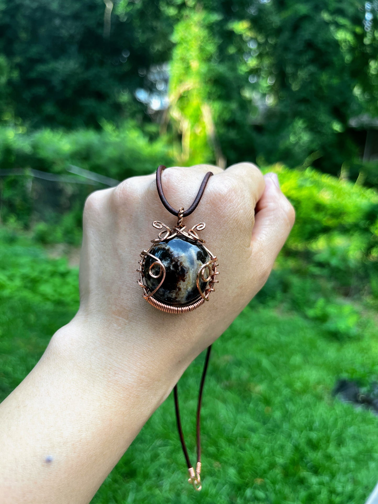 "Ladybug" | Black opal necklace | luck, power, positivity