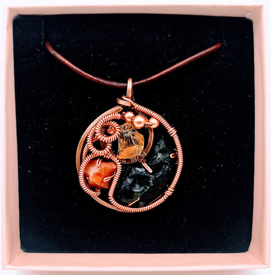 "Energy" | Moldavite, fire opal, citrine neckalce | healing, energy, passion
