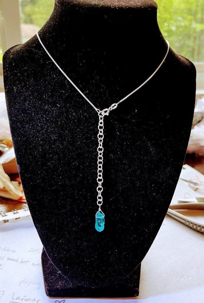 Custom bat crystal necklace in sterling silver