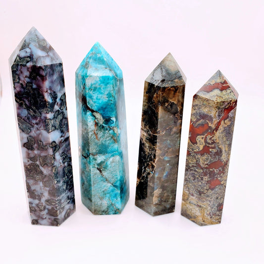 Crystal Tower | Mystic Merlinite, Labradorite, Apatite, Bloodstone
