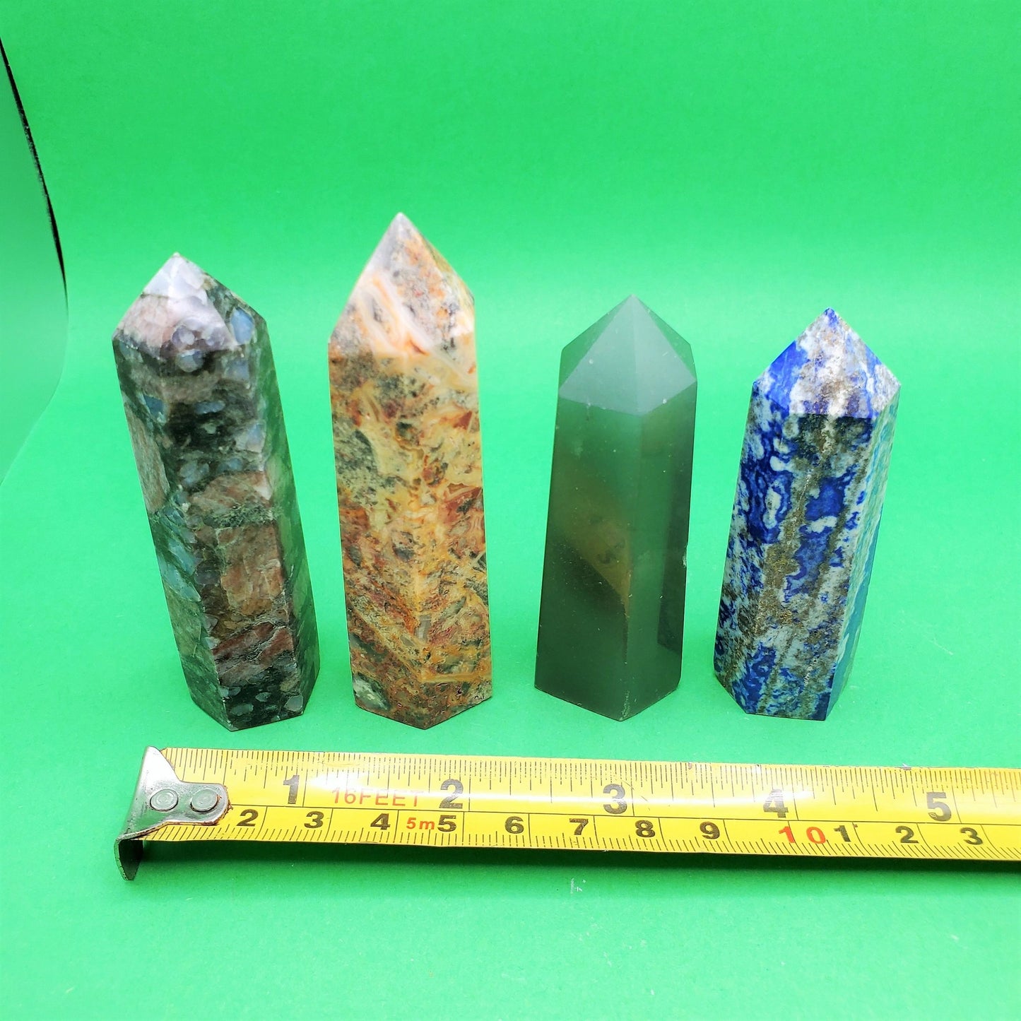 Crystal Towers | Que Sera, Crazy Lace Agate, Lemon Jade, Lapis Lazuli