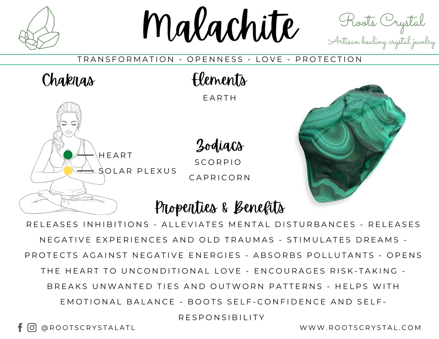 "Infinite love" | Malachite necklace | transformation, openness, love