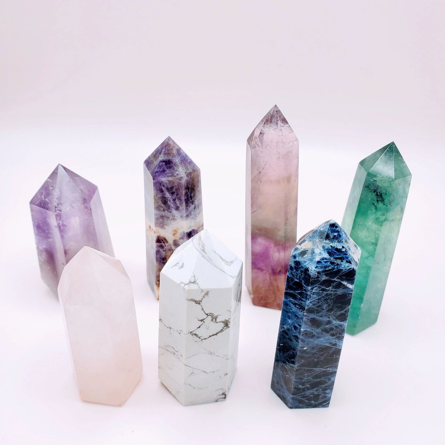 Crystal Tower | Amethyst, Howlite, Flourite, Sodalite, Rose Quartz