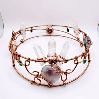 "Queen's abundance 👑" | crystal crown with amethyst, rose quartz, lapis lazuli, pyrite, emerald, clear