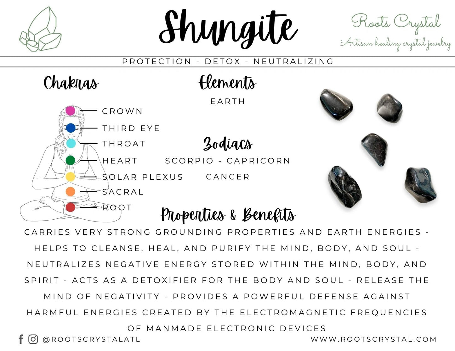 "Carbon" | Shungite Necklace | Balance, Detox, EMF Protection