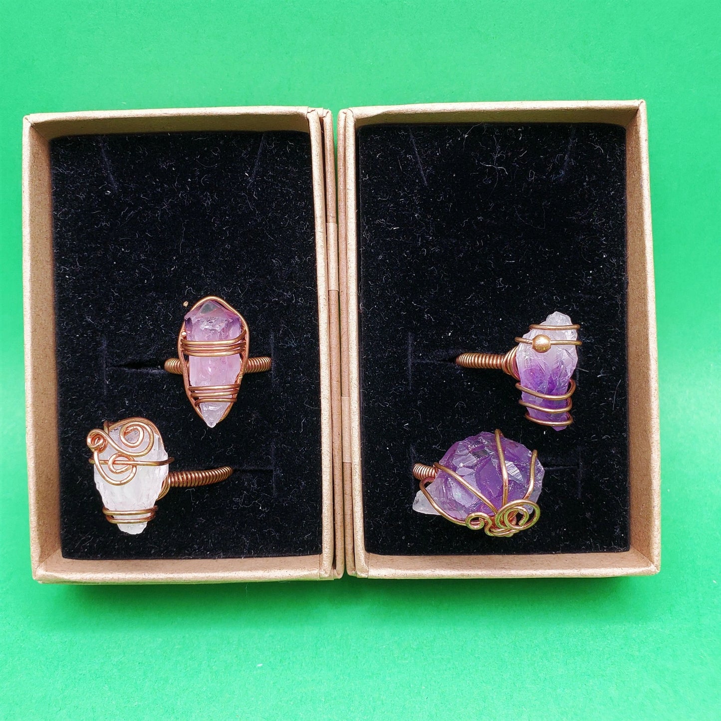 Amethyst Copper Rings | protection, awareness, healing