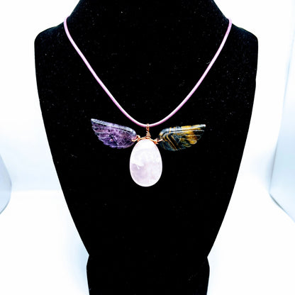 "Love & Protection" | Amethyst, Rose Quartz, Tiger's Eye Necklace | love, intuition, growth, protection, courage