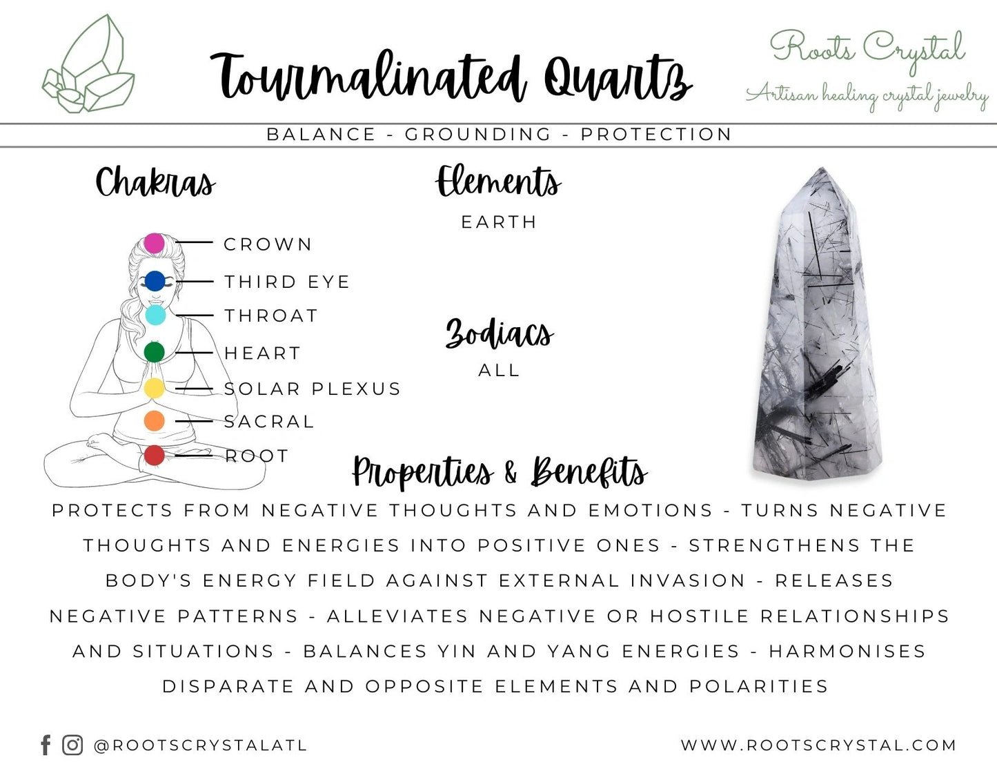 "Balance" | Tourmalinated Quartz Necklace | Balance, Grounding, Protection