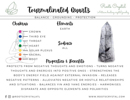 "Balance" | Tourmalinated Quartz Necklace | Balance, Grounding, Protection