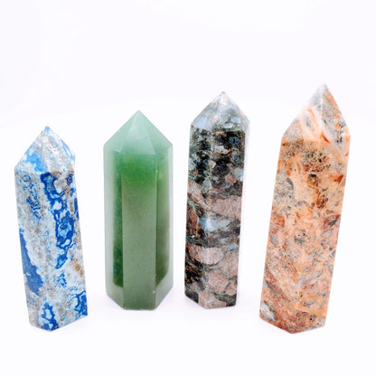 Crystal Towers | Que Sera, Crazy Lace Agate, Lemon Jade, Lapis Lazuli