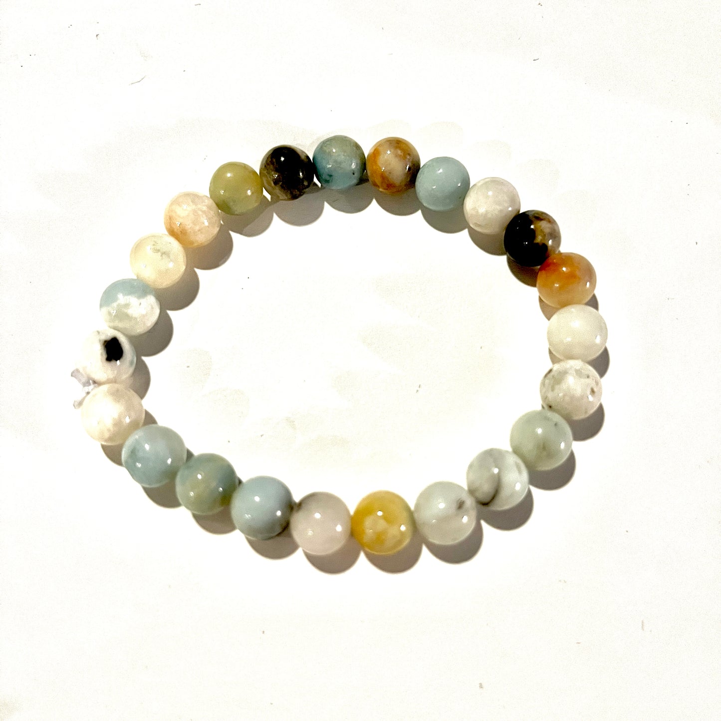 Pearl, rose quartz, aventurine, red tiger's eye, smoky quartz bracelets