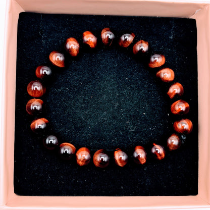 Pearl, rose quartz, aventurine, red tiger's eye, smoky quartz bracelets