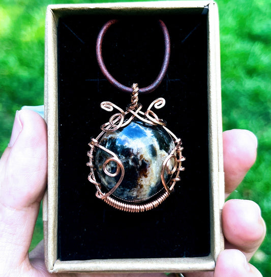 "Ladybug" | Black opal necklace | luck, power, positivity