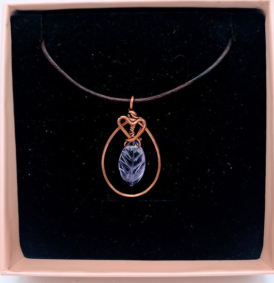 "Leaf" | Amethyst necklace | protection, awareness, healing
