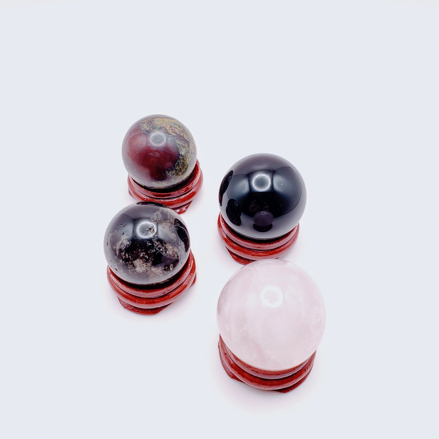 Crystal Orb with Stand | Obsidian, Tourmaline, Rose Quartz, Bloodstone