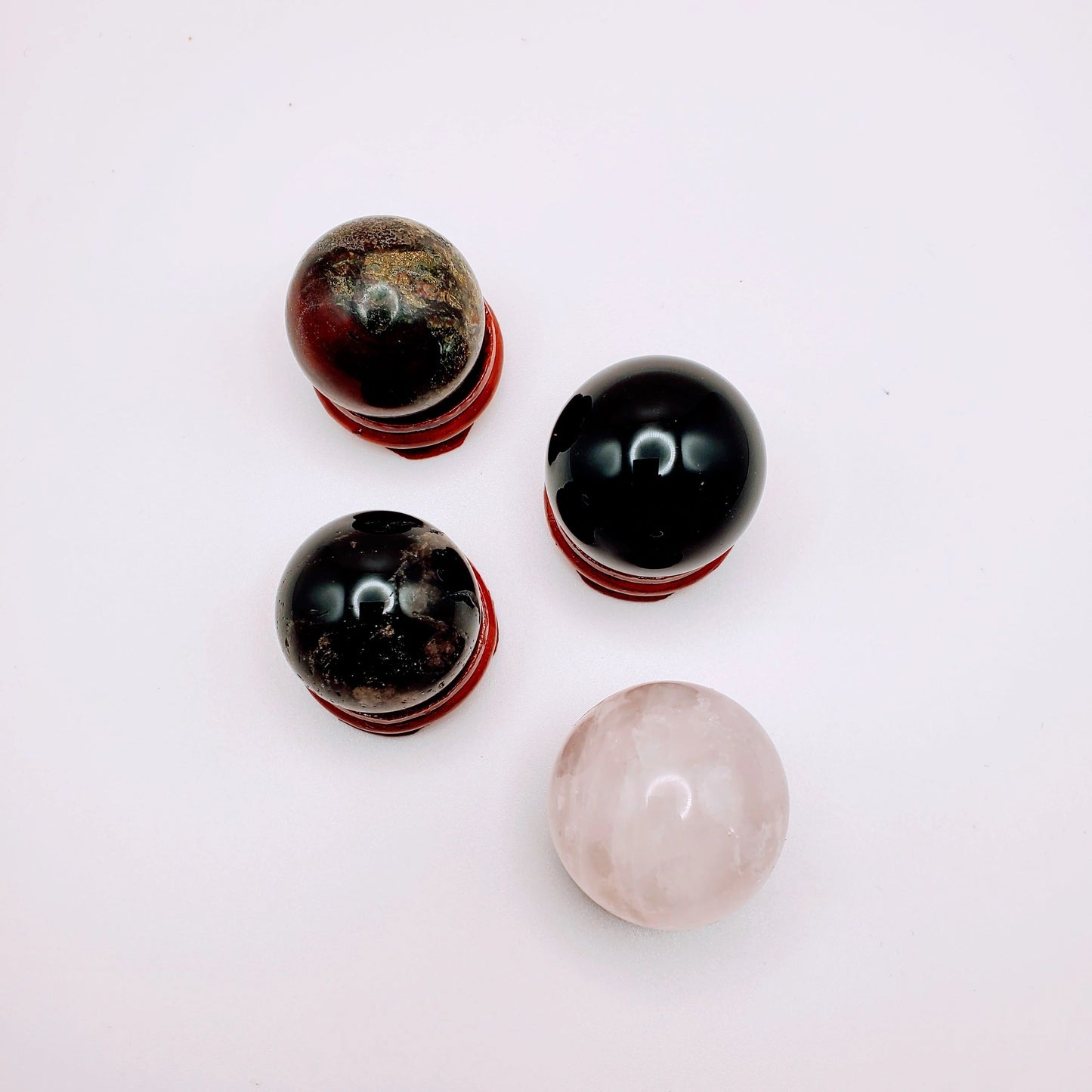 Crystal Orb with Stand | Obsidian, Tourmaline, Rose Quartz, Bloodstone