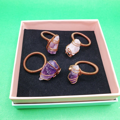 Amethyst Copper Rings | protection, awareness, healing