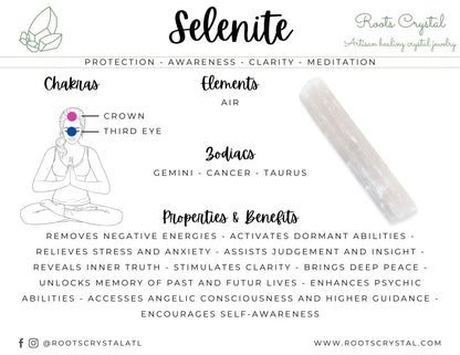 Selenite Wand 4" and 6" | cleansing, healing, meditation, clarity