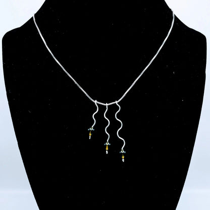 "Far-a-waves" | Moldavite Necklace and earrings | Transformation, Fortune, Protection