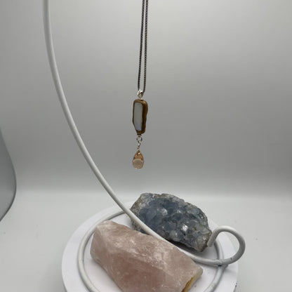 "Heart opener" | Morganite & pearl necklace | Heart opening, strength, innocence